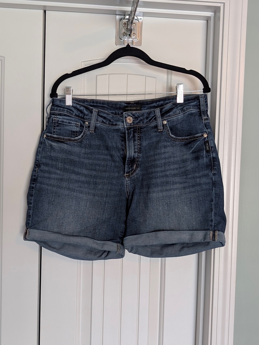 Silver Jeans Dark Blue Roll-Cuff Denim Shorts 12W